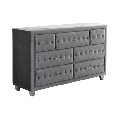 Deanna 7-Drawer Rectangular Dresser Grey Collection: This Dresser Makes A Stunning Statement, It's Gorgeous, Soft Texture, Dresser Is Simply Magnificent: Deanna SKU: 205103 coastmega