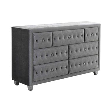 Deanna 7-Drawer Rectangular Dresser Grey Collection: This Dresser Makes A Stunning Statement, It's Gorgeous, Soft Texture, Dresser Is Simply Magnificent: Deanna SKU: 205103