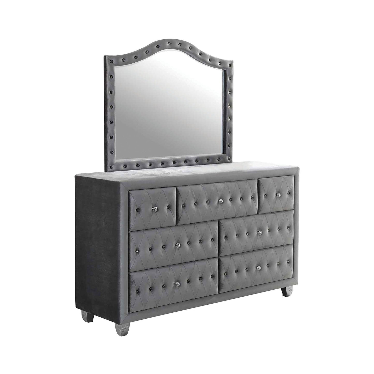 Deanna 7-Drawer Rectangular Dresser Grey Collection: This Dresser Makes A Stunning Statement, It's Gorgeous, Soft Texture, Dresser Is Simply Magnificent: Deanna SKU: 205103 coastmega
