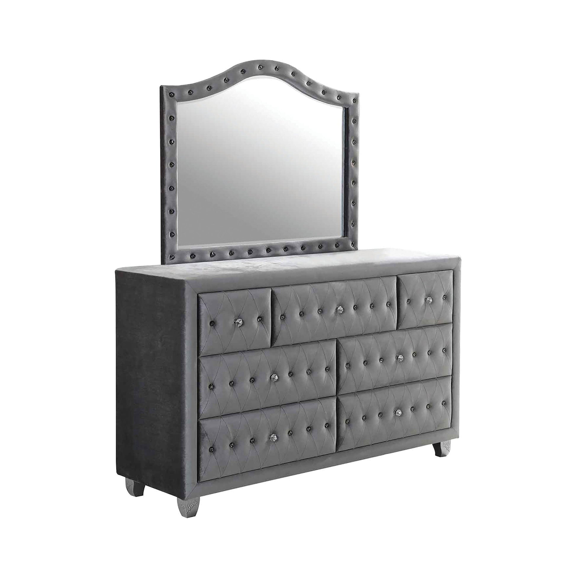 Deanna 7-Drawer Rectangular Dresser Grey Collection: This Dresser Makes A Stunning Statement, It's Gorgeous, Soft Texture, Dresser Is Simply Magnificent: Deanna SKU: 205103 coastmega