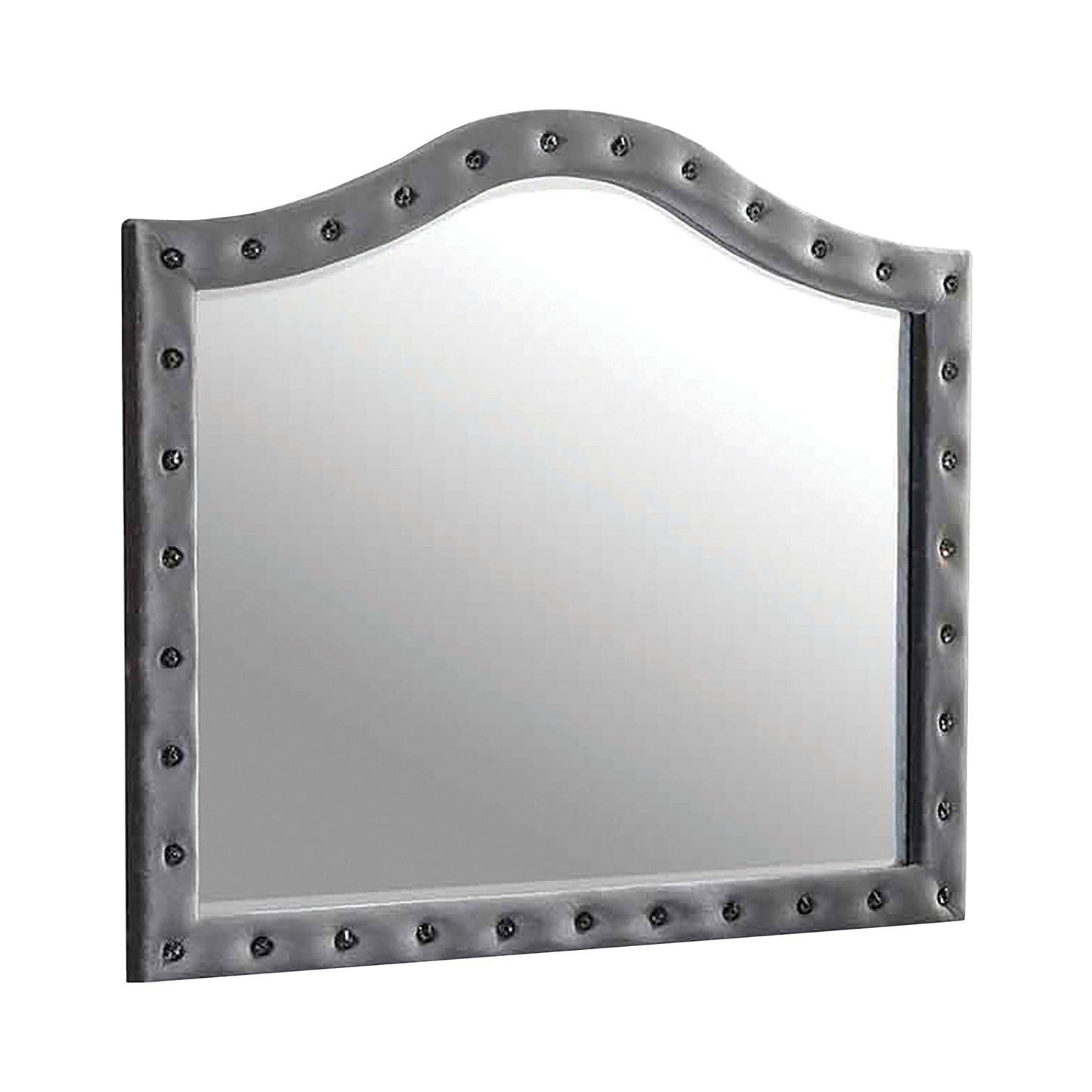 Deanna Button Tufted Mirror Grey Collection: Craft A Sophisticated Aura In A Bedroom With This Classic Novelty Mirror, Perfect When Paired With A Dresser, Create A Vanity-Inspired Feel Over Any Furniture: Deanna SKU: 205104 coastmega