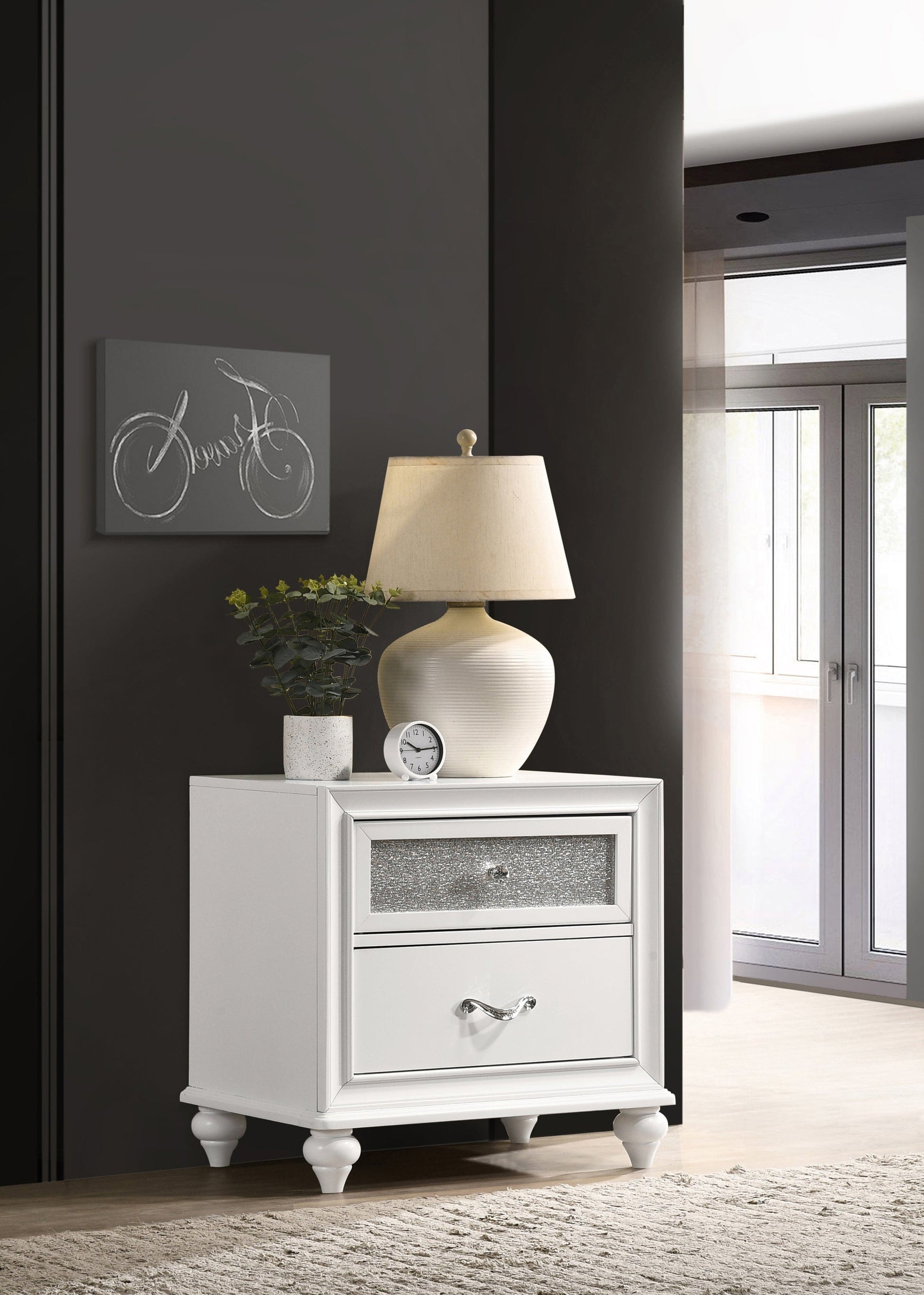 Barzini 2-Drawer Nightstand White - 205892 A-Z Store Nadia