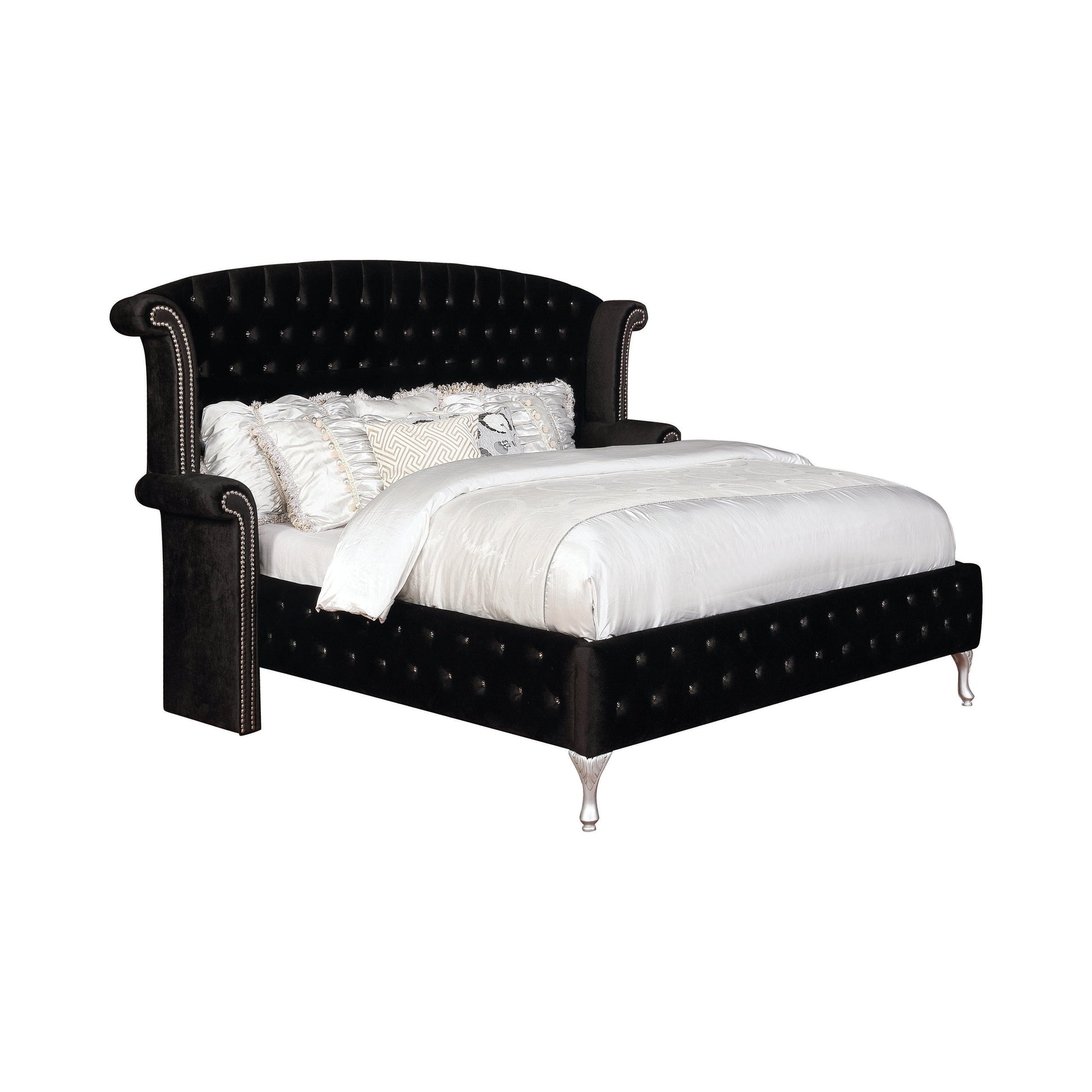 Deanna California King Tufted Upholstered Bed Black Collection: With Its Striking Design, This California King Bed Creates A Luxe, Glamorous Aesthetic In A Master Suite: Deanna SKU: 206101KW coastmega