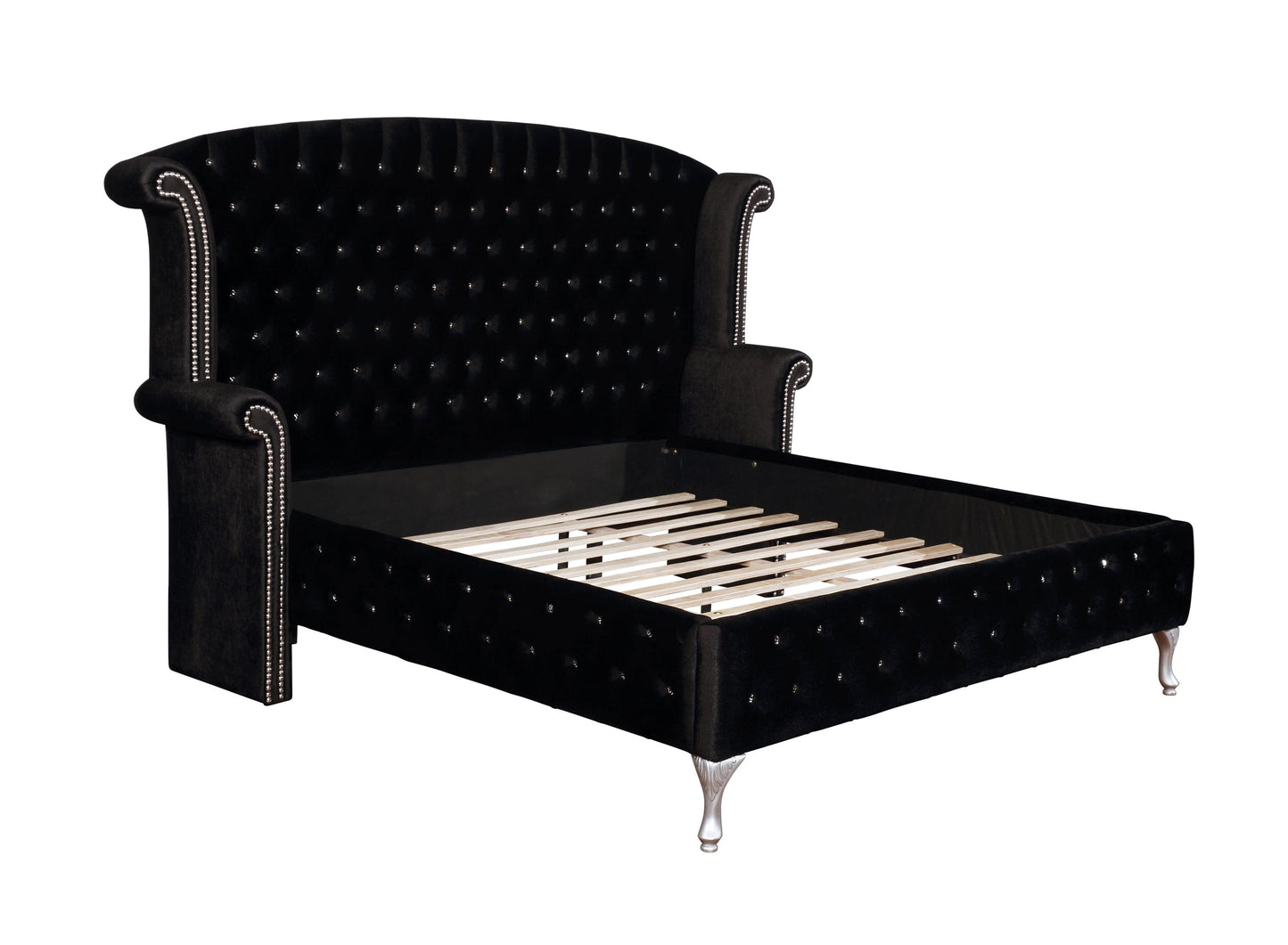 Deanna Queen Tufted Upholstered Bed Black Collection, The Magnificent Queen Bed Has A Truly Elegant Look, Sophisticated Aesthetic, This Bed Makes A Stunning Statement Of Style: Deanna SKU: 206101Q coastmega