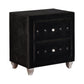 Deanna 2-Drawer Rectangular Nightstand Black Collection: Glamorous And Streamlined, The Sleek Silhouette Is Covered In Velvet Fabric For A Luxurious Feel: Deanna SKU: 206102 coastmega
