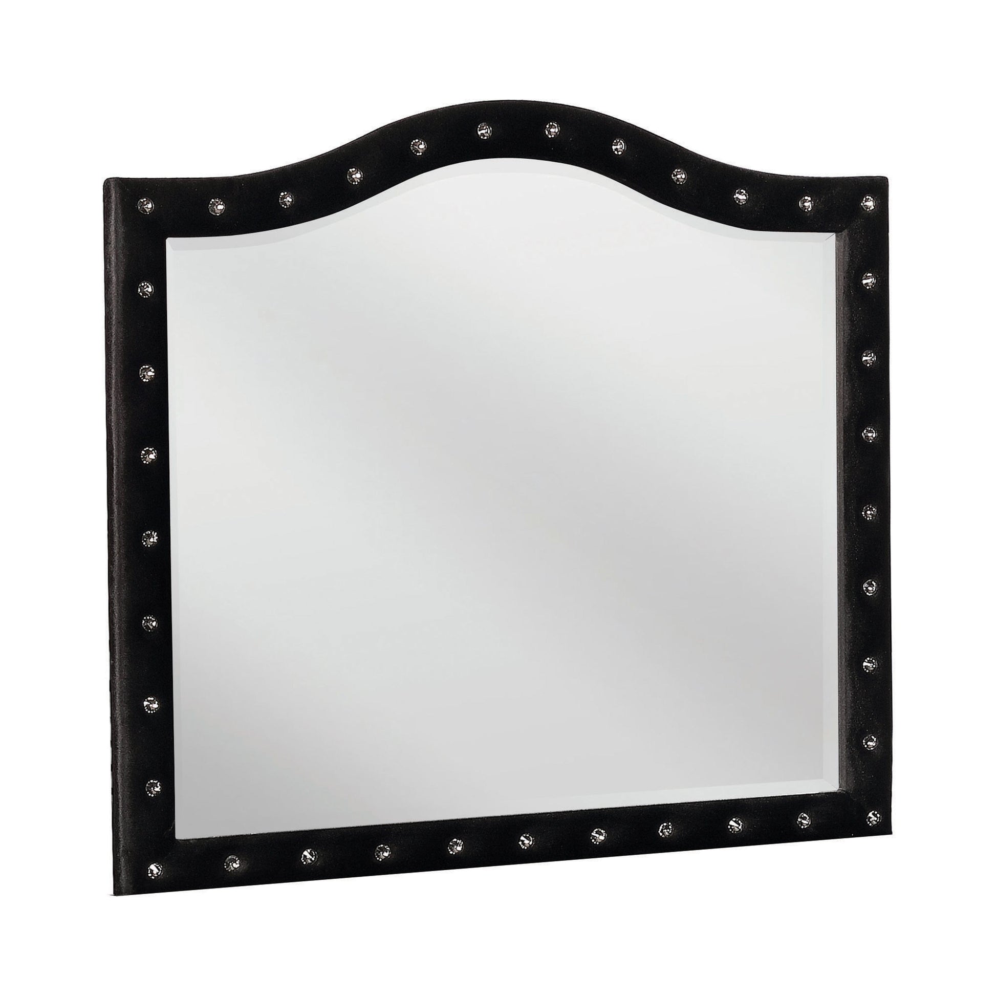 Deanna Button Tufted Mirror Black Collection: Transform A Sophisticated Space With This Stunning Large Black Mirror, Apply Makeup Or Do Your Hair In The Richly Elevated Reflection: Deanna SKU: 206104 coastmega