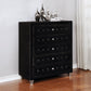 Deanna 5-Drawer Rectangular Chest Black Collection: Craft A Sophisticated Aura In A Bedroom With This Five Drawer Black Chest, Crystal Button Diamond Tufting Dress Up The Drawers: Deanna SKU: 206105 coastmega