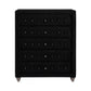 Deanna 5-Drawer Rectangular Chest Black Collection: Craft A Sophisticated Aura In A Bedroom With This Five Drawer Black Chest, Crystal Button Diamond Tufting Dress Up The Drawers: Deanna SKU: 206105 coastmega