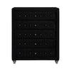 Deanna 5-Drawer Rectangular Chest Black Collection: Craft A Sophisticated Aura In A Bedroom With This Five Drawer Black Chest, Crystal Button Diamond Tufting Dress Up The Drawers: Deanna SKU: 206105