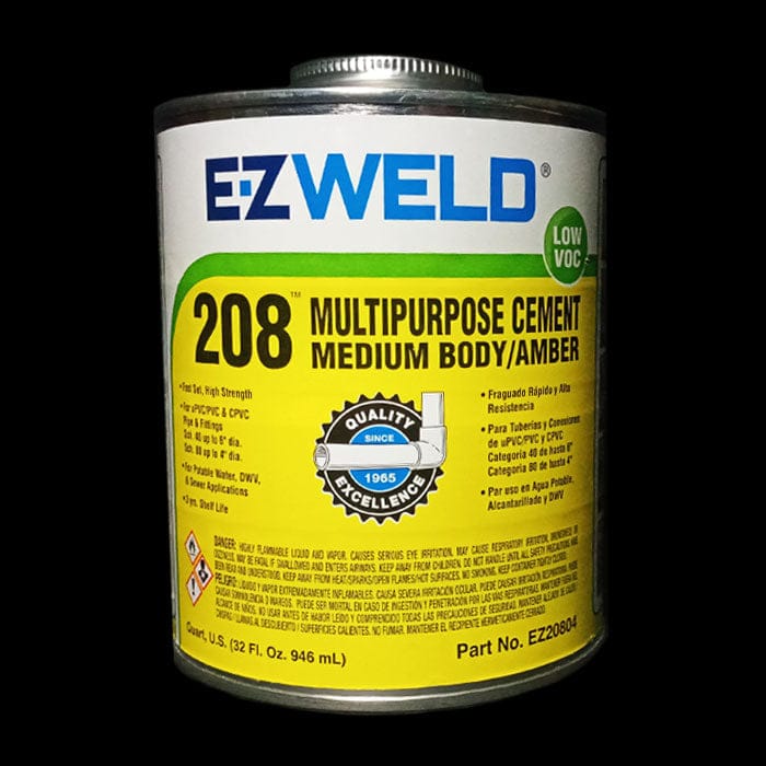 EZ Weld 208, Multipurpose Solvent, Cement, Medium Body, Amber -118ML MEGA