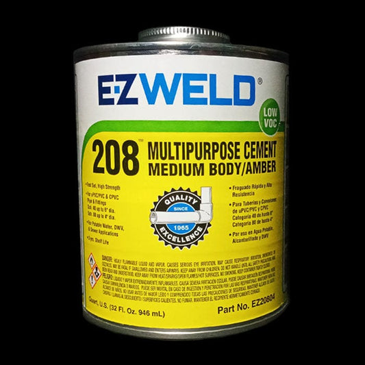 EZ Weld 208, Multipurpose Solvent, Cement, Medium Body, Amber -118ML MEGA