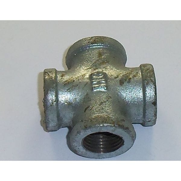 Iron Cast Pipe Fitting, Cross 4 Way Pipe Fitting - Threaded Pipe Nipples For DIY Decor Or Industrial Vintage Style - 21926