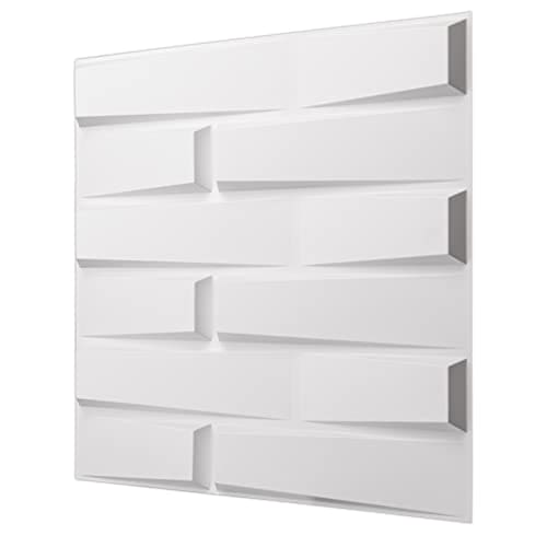 Art3d Decorative 3D PVC Wall Panel for Interior Décor, 12-Pack 19.7 x 19.7 in. White MEGA