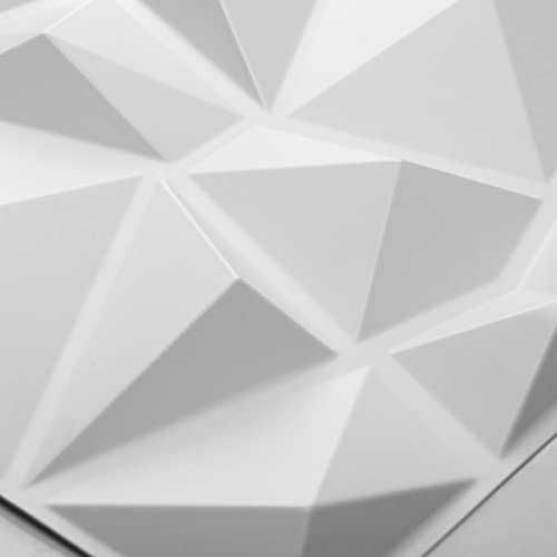 Art3d Decorative 3D Wall Panels in Diamond Design, 12"x12" Matt White (33 Pack) MEGA