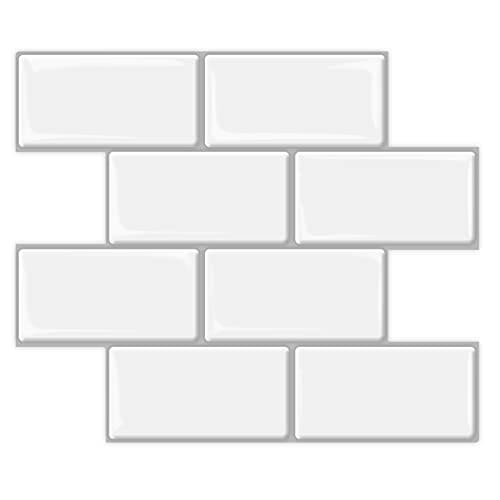 Art3d Peel and Stick Backsplash, 14x12 Subway Tiles, Faux Ceramic Tiles (10 Tiles, Thicker Version) MEGA