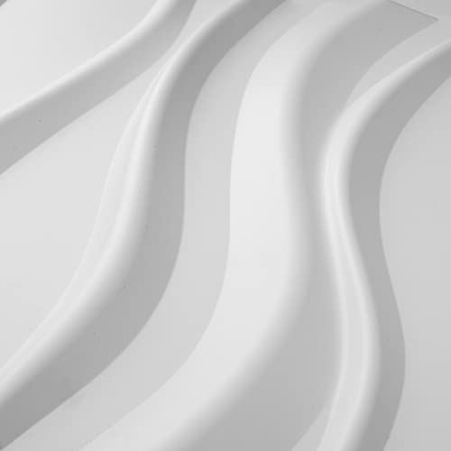 Art3d PVC 3D Panel for Interior Wall Decor, Wavy Textured Tile, 12-Pack 19.7 x 19.7in. White MEGA
