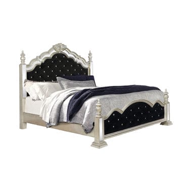 Heidi Eastern King Upholstered Poster Bed Metallic Platinum Collection, Invite A Glamorous Atmosphere Into The Master Bedroom, Elegant,: Heidi SKU: 222731KE coastmega