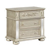 Heidi 3-Drawer Nightstand Metallic Platinum Collection: Gives A Glamorous Look, Enough Space For Needed Items,  Heidi SKU: 222732
