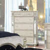 Heidi 5-Drawer Chest Metallic Platinum Collection: Add Valuable Storage Space To A Glam Bedroom, Gives A Luxurious Look, Two Small Drawers Offer Space To Organize Delicate Items, Other Drawers Plenty Of Storage For Clothing Or Bedding: Heidi SKU: 222735