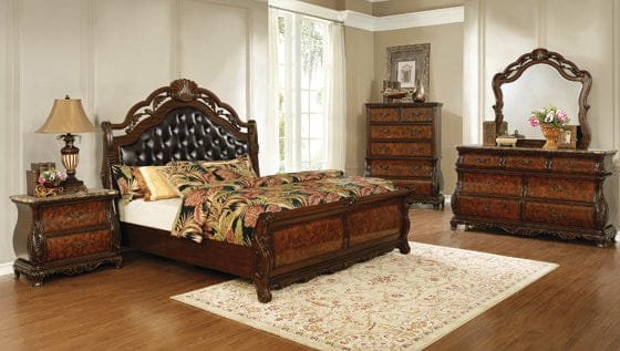 Exeter California King Tufted Upholstered Sleigh Bed (Dark Burl) - 222751KW coastmega