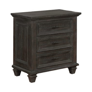 Atascadero 3-Drawer Nightstand Weathered Carbon Collection: Rough Sawn Effect Brings A Hint Of The Rustic To This Nightstand. Connect Your Devices With The Built In USB Charging Ports. Drawers Float Open And Closed Along 45MM Metal Glides. SKU: 222882 coastmega