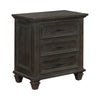 Atascadero 3-Drawer Nightstand Weathered Carbon Collection: Rough Sawn Effect Brings A Hint Of The Rustic To This Nightstand. Connect Your Devices With The Built In USB Charging Ports. Drawers Float Open And Closed Along 45MM Metal Glides. SKU: 222882