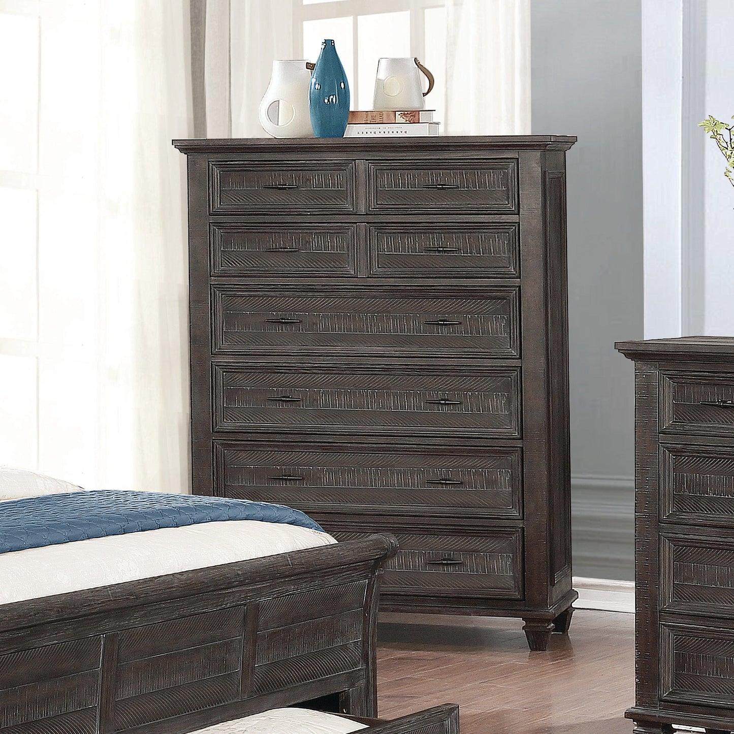 Atascadero 8-Drawer Chest Weathered Carbon Collection: Rich Weathered Carbon Finish Highlights The Worn, Vintage Feel Of This Collection. Easy To Open Drawers, Allow For Additional Storage.  SKU: 222885 coastmega
