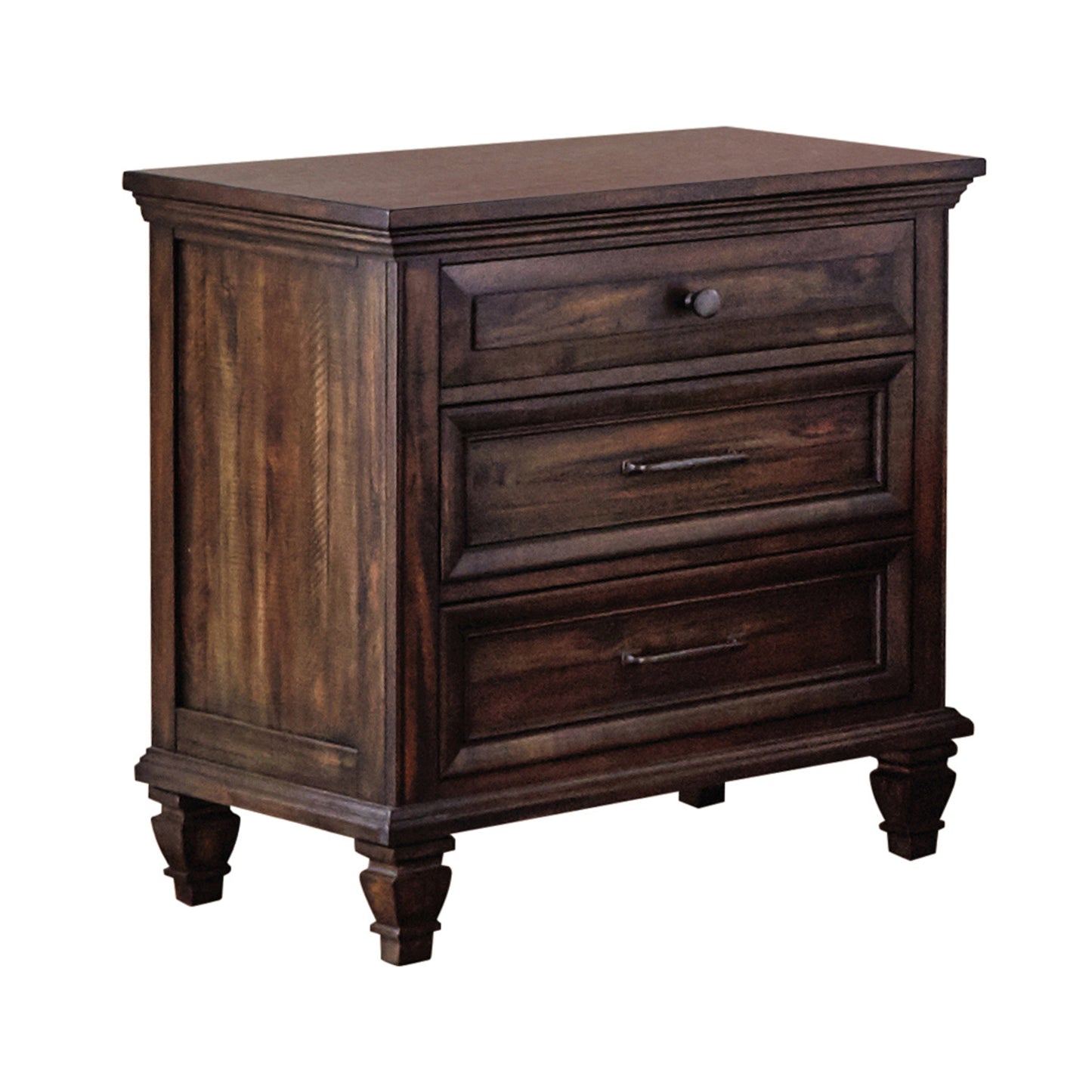 Avenue 3-Drawer Nightstand Weathered Burnished Brown SKU: 223032 coastmega