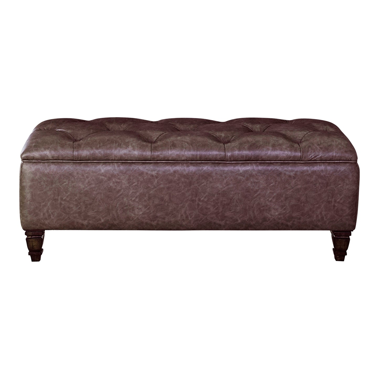 Avenue Upholstered Tufted Bench Weathered Burnished Brown SKU: 223036 coastmega
