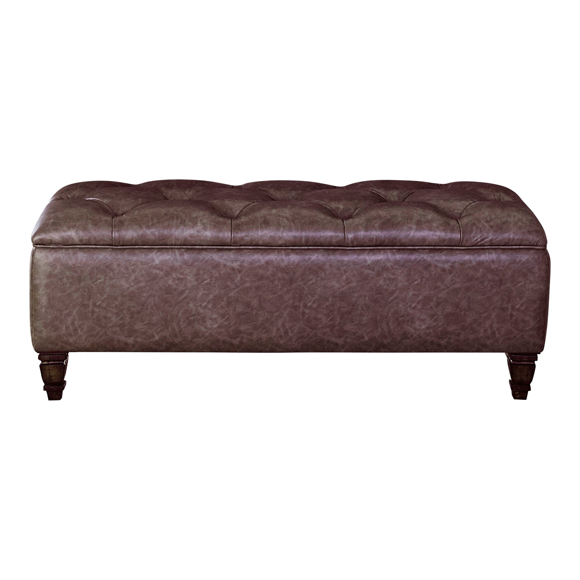 Avenue Upholstered Tufted Bench Weathered Burnished Brown SKU: 223036 coastmega