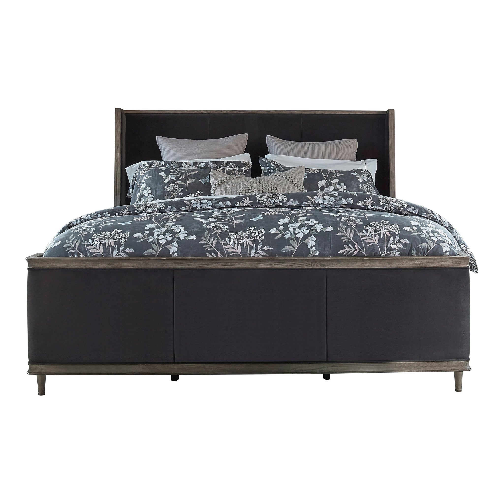Alderwood Queen Upholstered Panel Bed Charcoal Grey SKU: 223121Q