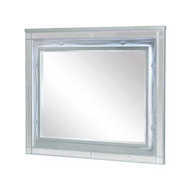 Gunnison Dresser Mirror With LED Lighting Silver Metallic, Bring A Little Glam To Your Mirror With This Glitzy Transitional Mirror, It Looks Great Affixed To A Glam Dresser Or As A Standalone On The Wall.  SKU: 223214 coastmega