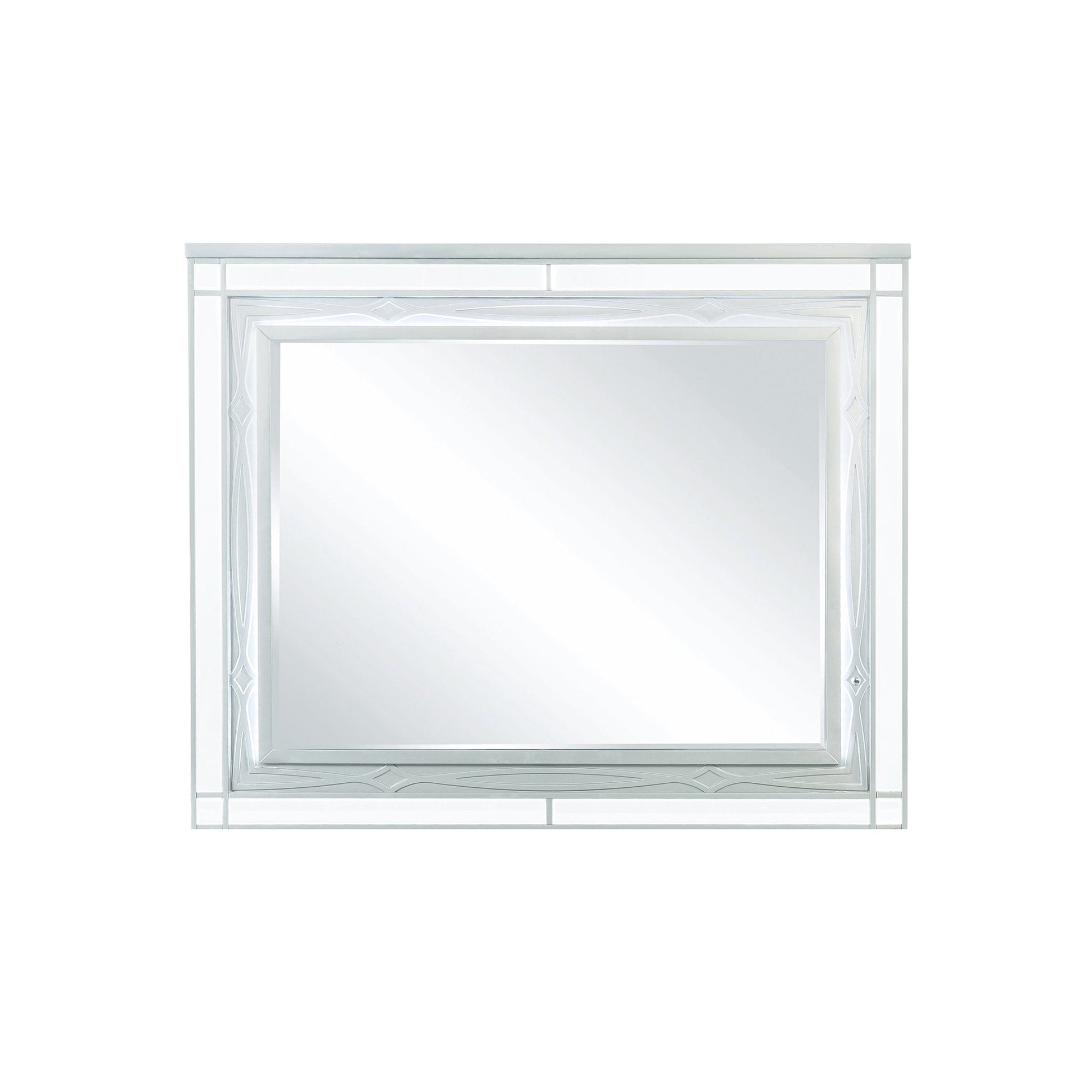 Gunnison Dresser Mirror With LED Lighting Silver Metallic, Bring A Little Glam To Your Mirror With This Glitzy Transitional Mirror, It Looks Great Affixed To A Glam Dresser Or As A Standalone On The Wall.  SKU: 223214 coastmega