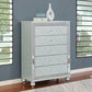 Gunnison 5-Drawer Chest Silver Metallic, Enhance Your Home With A Modern Glam Update To A Classic Design With This Transitional Five-Drawer Chest. Delicate Bun Feet Complete The Design Of This Exquisite Masterpiece.  SKU: 223215 coastmega