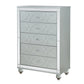 Gunnison 5-Drawer Chest Silver Metallic, Enhance Your Home With A Modern Glam Update To A Classic Design With This Transitional Five-Drawer Chest. Delicate Bun Feet Complete The Design Of This Exquisite Masterpiece.  SKU: 223215 coastmega