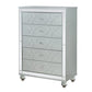 Gunnison 5-Drawer Chest Silver Metallic, Enhance Your Home With A Modern Glam Update To A Classic Design With This Transitional Five-Drawer Chest. Delicate Bun Feet Complete The Design Of This Exquisite Masterpiece.  SKU: 223215 coastmega