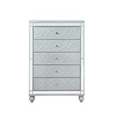 Gunnison 5-Drawer Chest Silver Metallic, Enhance Your Home With A Modern Glam Update To A Classic Design With This Transitional Five-Drawer Chest. Delicate Bun Feet Complete The Design Of This Exquisite Masterpiece.  SKU: 223215 coastmega