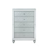 Gunnison 5-Drawer Chest Silver Metallic, Enhance Your Home With A Modern Glam Update To A Classic Design With This Transitional Five-Drawer Chest. Delicate Bun Feet Complete The Design Of This Exquisite Masterpiece.  SKU: 223215