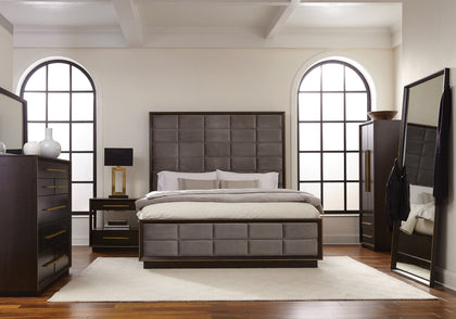 Durango California King Upholstered Bed Smoked Peppercorn And Grey Collection: Durango SKU: 223261KW