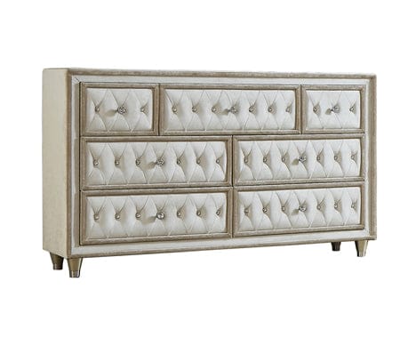 Antonella 7-Drawer Upholstered Dresser Ivory And Camel SKU: 223523 coastmega