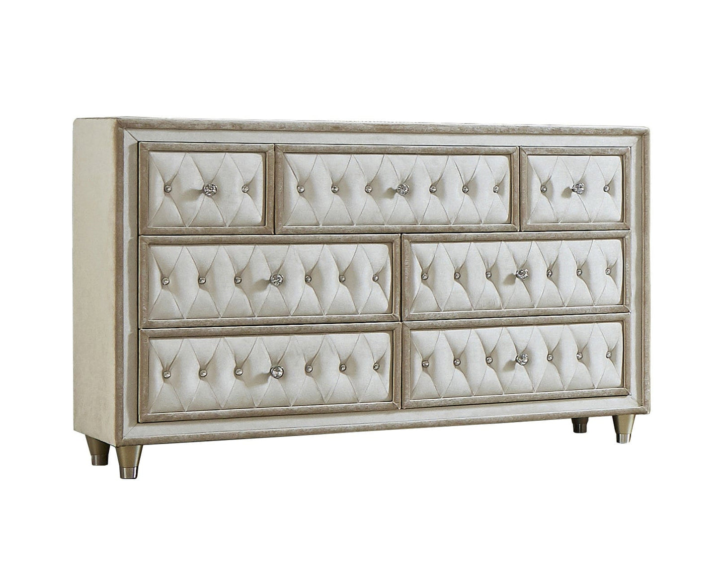 Antonella 7-Drawer Upholstered Dresser Ivory And Camel SKU: 223523 coastmega