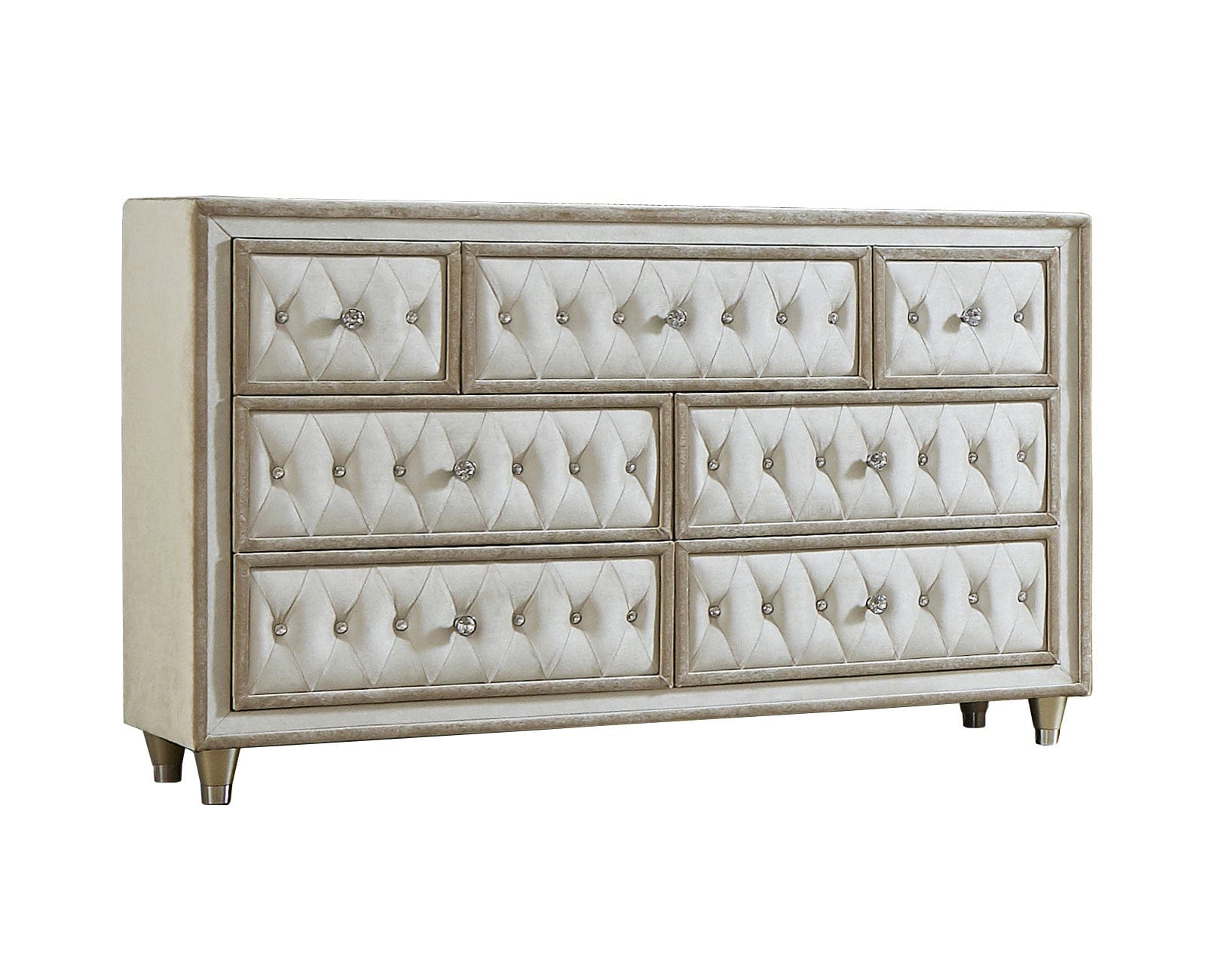 Antonella 7-Drawer Upholstered Dresser Ivory And Camel SKU: 223523 coastmega