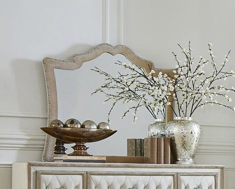 Antonella Mirror With Nail head Trim Camel SKU: 223524 coastmega