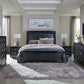 Penelope Eastern King Bed With LED Lighting Black And Midnight Star, The Single Panel Footboard Is Enveloped In A Molded Frame For Stylish Appeal, This Piece Is Supported On Bracket On Bracket Style Feet And Made From Quality Asian Hardwood. SKU: 223571KE coastmega