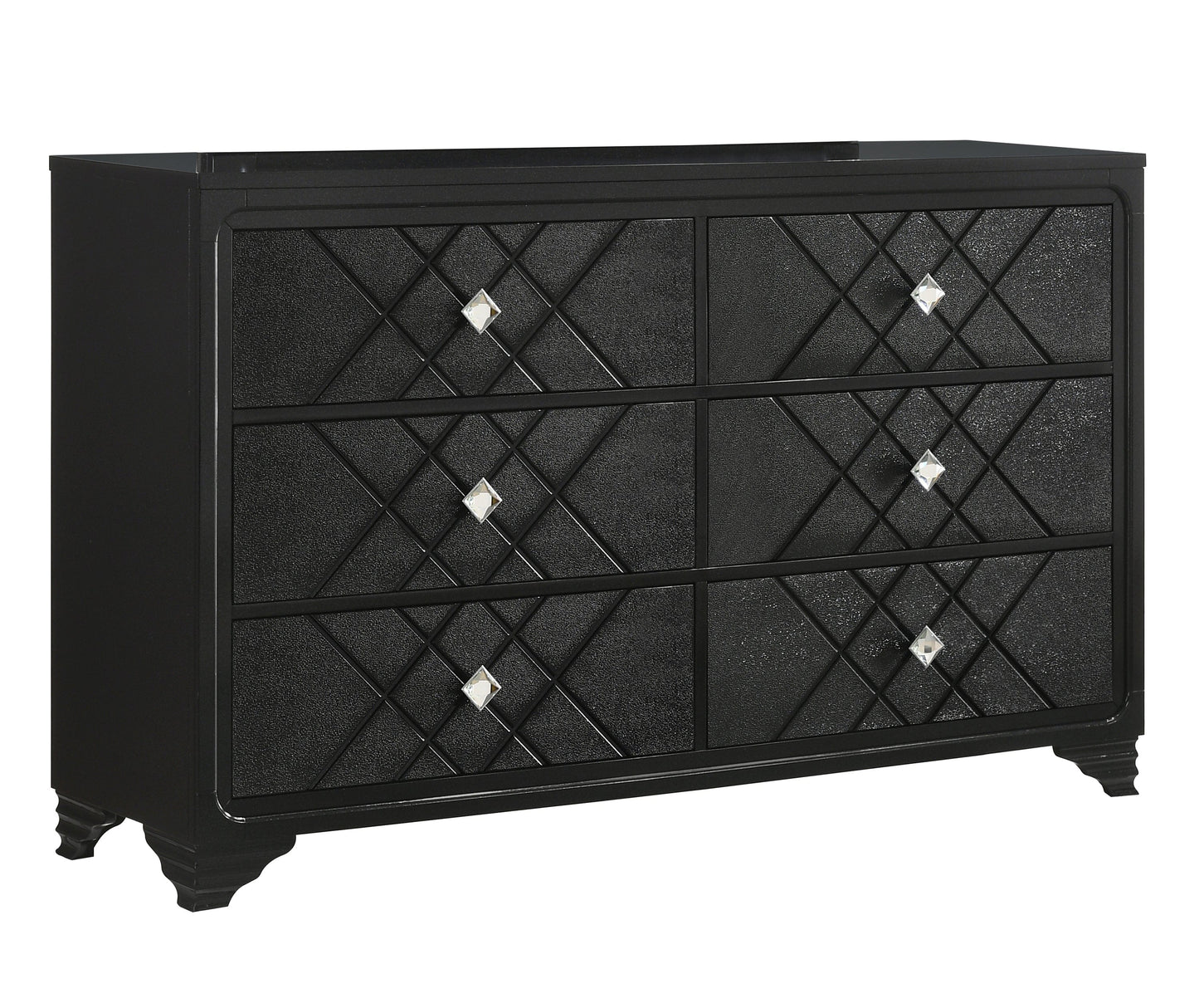 Penelope 6-Drawer Dresser Black, Glitz And Glam Will Overtake Your Sleeping Space With This Incredible Black Dresser, A spacious Tabletop Brings Plenty Of Space To Display Items. SKU: 223573 coastmega
