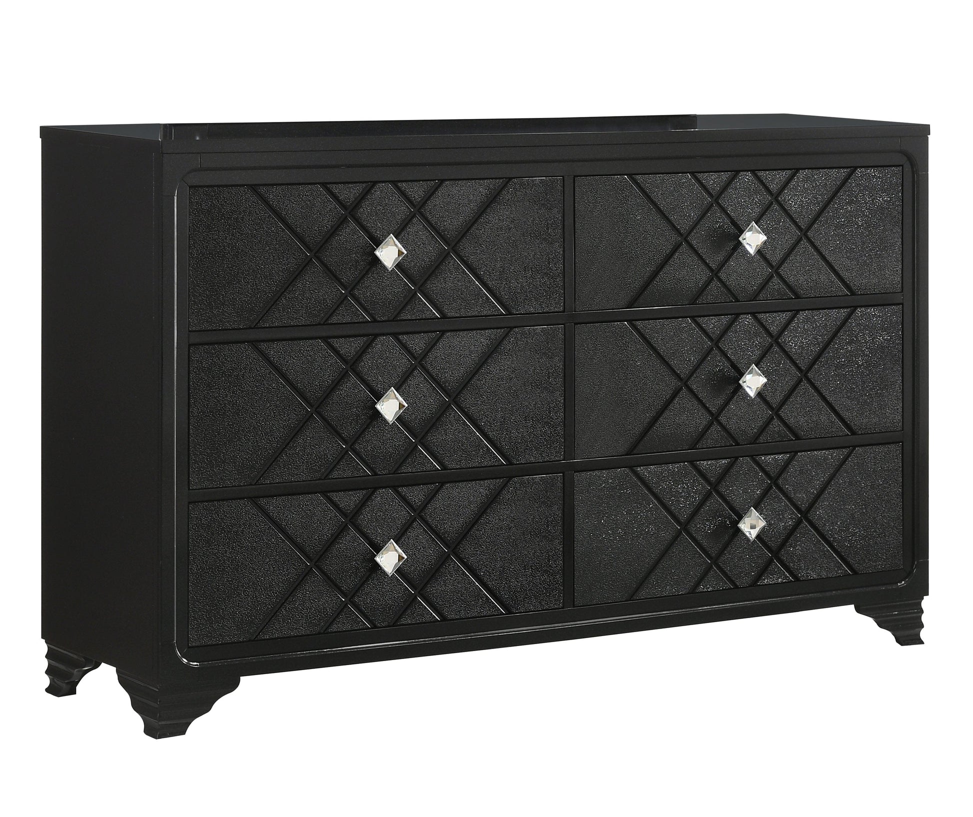 Penelope 6-Drawer Dresser Black, Glitz And Glam Will Overtake Your Sleeping Space With This Incredible Black Dresser, A spacious Tabletop Brings Plenty Of Space To Display Items. SKU: 223573 coastmega