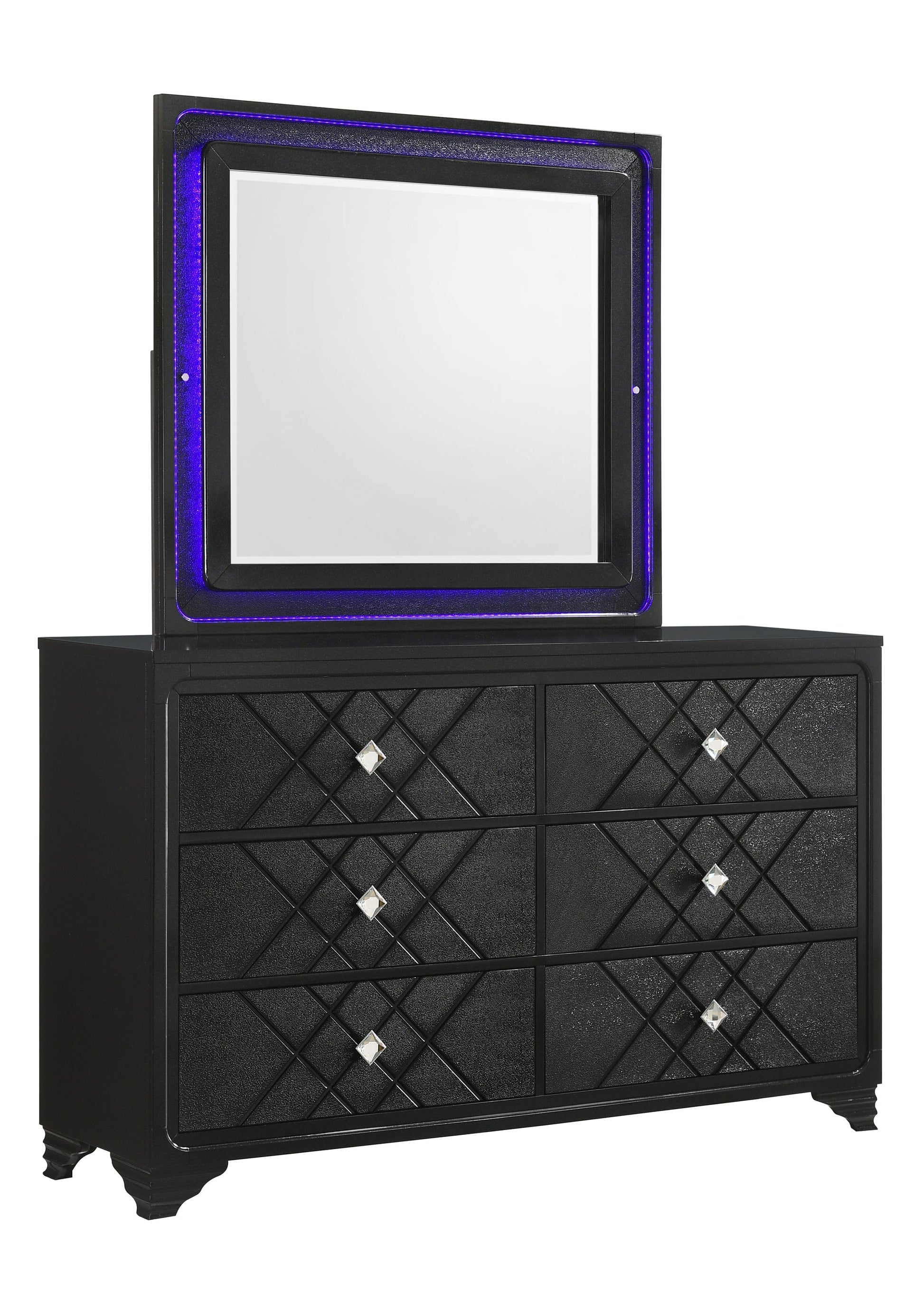 Penelope 6-Drawer Dresser Black, Glitz And Glam Will Overtake Your Sleeping Space With This Incredible Black Dresser, A spacious Tabletop Brings Plenty Of Space To Display Items. SKU: 223573 coastmega