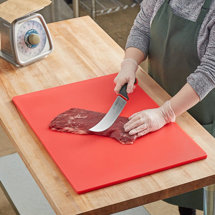 Royal Industries Cutting Board, 15inch x 20inch x 1/2 inch Red The material guarantees maximum sanitation, resisting cut-grooving, which could potentially absorb juice, bacteria,or odor, without compromising your blade's sharpness-ROY CB 1520 R