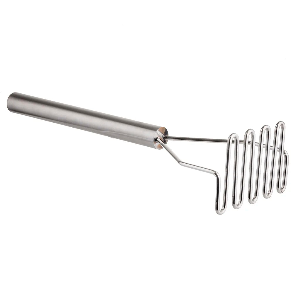 Tablecraft 18 inch Stainless Steel Square-Faced Potato/Bean Masher  Mash potatoes and beans with ease using the Tablecraft 18 inch stainless steel square-faced potato / bean masher-7418 Hannah's Variety Store