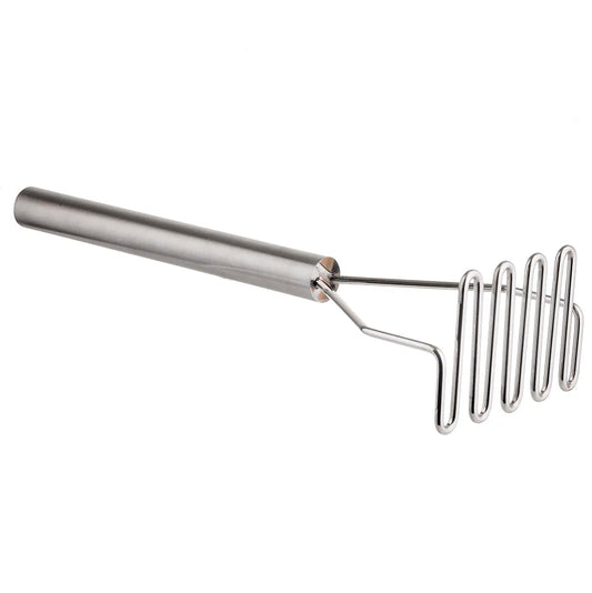 Tablecraft 18 inch Stainless Steel Square-Faced Potato/Bean Masher  Mash potatoes and beans with ease using the Tablecraft 18 inch stainless steel square-faced potato / bean masher-7418 Hannah's Variety Store